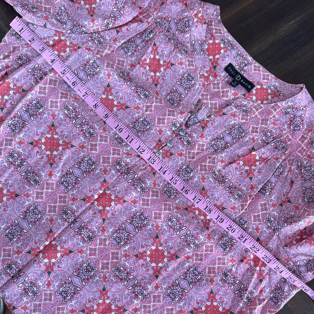 Fred David Pink Geometric Pullover Blouse - Picture 8 of 10